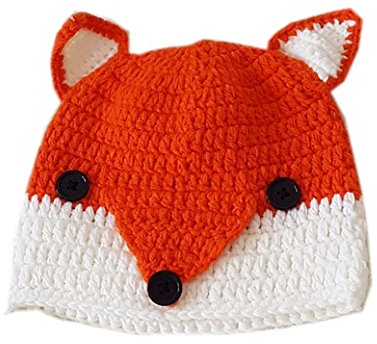 ALLDECOR Handgemachte Strickmütze mit Fuchs-Ohren, lustig, für Damen, Winter, Halloween, Custome Beanie - Orange - Einheitsgröße