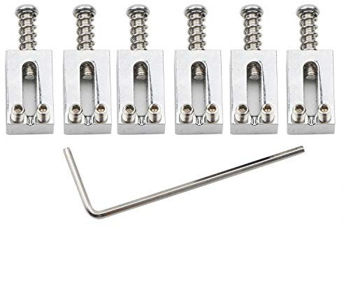 Unxuey 6 Pack Guitar Tremolo Bridge Roller Saddles for Fender Strat Stratocaster Tele Telecaster Electric Guitar Replacement Accessories (Chrome)