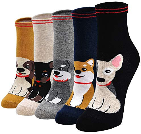 Damen Lustige Bunte Socken aus Baumwolle: Frauen Witzige Socken Karikatur Tier Socken Weihnachtssocken 5 Paare