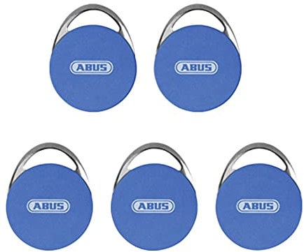 5 Stück ABUS WAppLoxx Transponder Schwarz Schließmedium für digitale Zylinder kontaktloses robustes Schließsystem | polierter Edelstahl + Blau