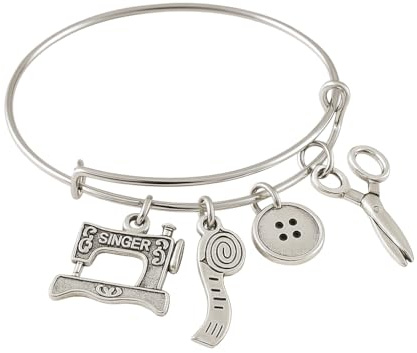 ONDEGO Armreif Armband Näherin Schneiderin Schere Nähmaschine Maßband Geschenk