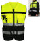 SQER Reflektierende Sicherheitsweste, Warnschutz-Weste mit Reißverschluss vorne mit Taschen und reflektierenden Streifen Hi-Vis-Sicherheitsjacke Ultraleicht für den BAU von Radfahrern im Baugewerbe