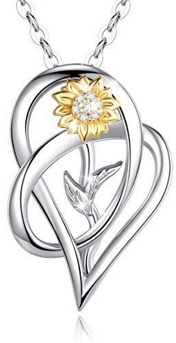 Sunflower Necklace You Are My Sunshine, Aeonslove Gold Cute Sun Flower Heart Pendant Chain Silver Jewellery Gifts For Women Her Girls Daughter Sister Birthday Christmas Xmas Thanksgiving