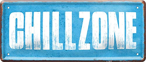 schilderkreis24 - Chillzone Blechschild 28 x 12 cm – Originelles Vintage Deko-Schild für Wohnzimmer, Bar, Partyraum & mehr