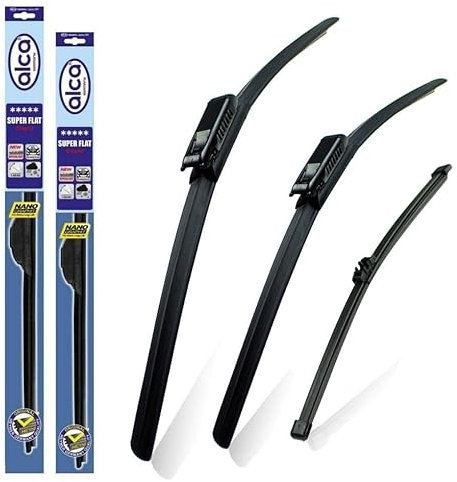 alca Germany Clio Hatchback 2013-2019 Set of 3 Windscreen Wiper Blades Super Flat Front Rear 2614BL 10W ASF2614B10W