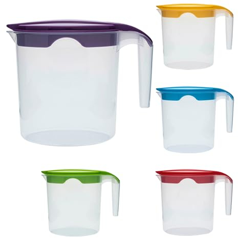 1 Liter Plastic Water Fruit Juices Jug Milk with Lid and Easy in Pouring (Purple, 2)