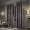 always4u Gardinen mit Muster Gold Blickdicht 100%, Samt Vorhang Wohnzimmer, Vorhang Verdunkelung mit ösen, Stoff Glänzend Eleganter, Dunkelgrau 2er Set 260x140cm