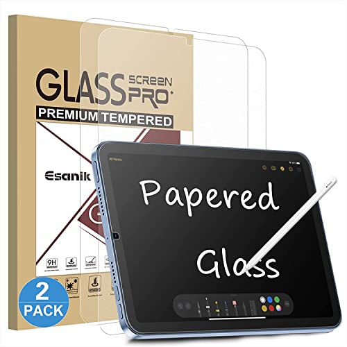 Esanik 2 Pezzi Effetto Carta Pellicola Protettiva per iPad Mini A17 Pro 2024/ Mini 6 2021 8,3 Pollici, Opaco Vetro Temperato Prottetiva Opaca Antiriflesso e Anti-graffio, Feel like Paper per Disegno