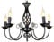 SHZICMY Rustikale 5-Licht Kronleuchter Country Vintage Kronleuchter Metall Antik Anhänger Pendelleuchte Kerze Pendellampe Schwarz für Küche Bauernhaus Esszimmer Wohnzimmer