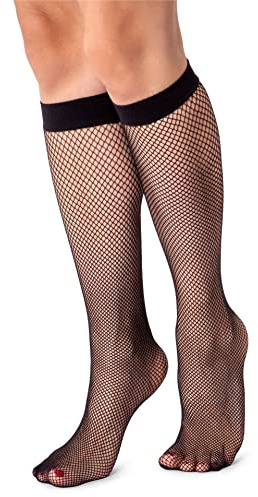 LORES Calcetines hasta la rodilla para mujer, estilo red, talla libre, patrón de diamante