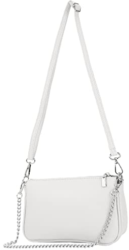 modamoda de - T237 - Umhängetasche Klein Small aus ital. Leder, Farbe:Weiß