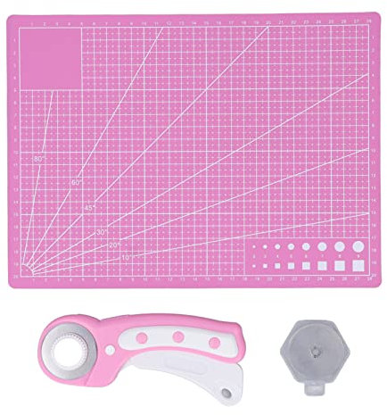 Rollschneider Set 45 mm Rollschneider und Matten Näh Quilt Set mit 5 Ersatz Schneidklingen für Anfänger Beim Nähen von Lederstoffen