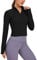 CRZ YOGA Women's Butterluxe 1/2 Zip Long Sleeve Shirts Sports Crop Tops Gym Sweatshirt Running Cropped Jacket Pullover with Thumbhole Black 8