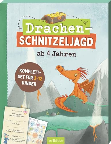 Drachen-Schnitzeljagd ab 4 Jahren: Komplettset für 2–12 Kinder | Rundum-sorglos-Paket für den Kindergeburtstag drinnen und draußen
