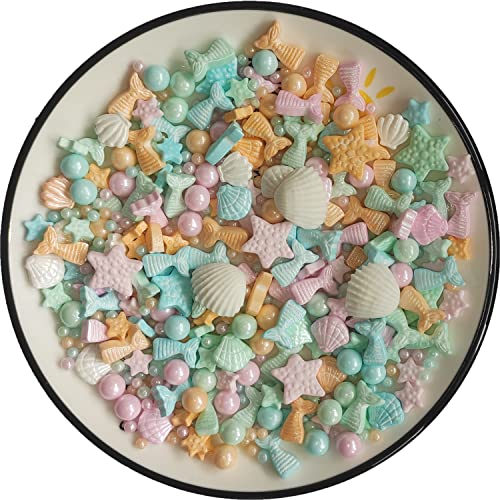 Essbare Bunte Ozean-Meerjungfrau-Süßigkeits-Streusel Seestern-Dessert streusel Shell-Kuchen-Cupcake-Topper Perlen-Plätzchen-Dekorationen Süße Zucker streusel zum Dekorieren von Kuchen