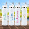 eBuyGB Personalised White Stainless Steel Water Bottle with Flip Straw - Love ANY NAME Vinyl Island Inspired Font, 800ml Metal Reusable Drinks Bottle