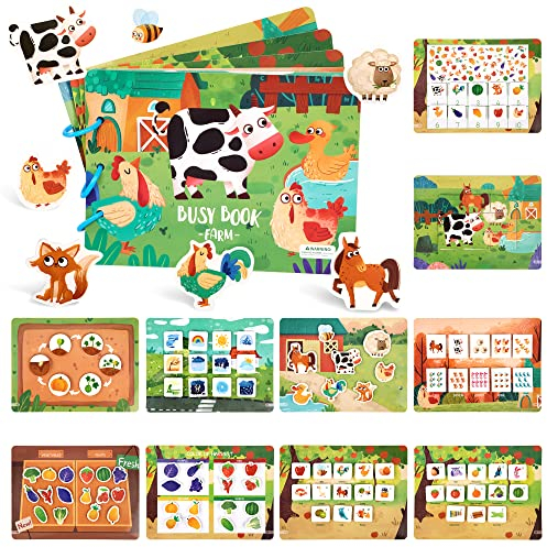 Busy Books for Toddlers, Montessori Quiet Book, Kinder Aufkleber Bücher Sensorisches Spielzeug Pädagogisches Lernspielzeug für Baby Junge Mädchen ab 3 4 5 6 Jahre