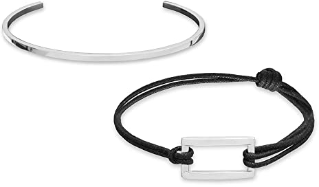SOVEZIR Duo Panama - Duo Bracelets Jonc Cordon Homme - Noir