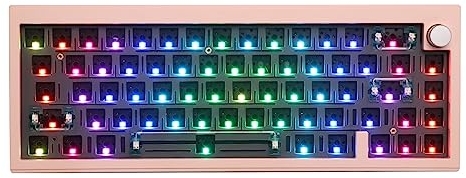EPOMAKER CIDOO V65 Bluetooth Gaming Tastatur DIY Kit, 65%% Hot Swap Gasket Mount, mit VIA programmierbarer Software, Aluminium CNC Gehäuse, Poron Foam, Knopf für Win/Mac(Pink)