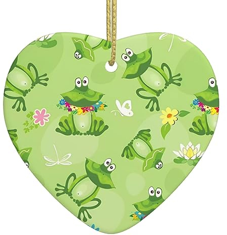 Lustige Frosch Muster Druck Personalisierte Weihnachtskugel Keramik Weihnachten Hängende Ornament Weihnachtsbaum Dekoration Für Freund Freundin Frau Xmas Geschenke