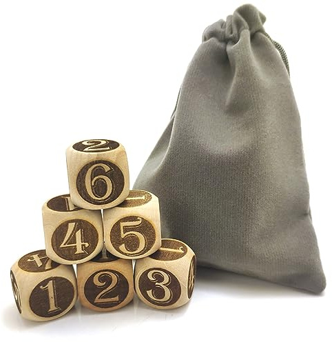 6 Stücke 20MM Holz Rolling Dice Laser Gravur Kreatives Design Arabische Zahl Muster Holz Würfel Set Spiel Party Roll Dices
