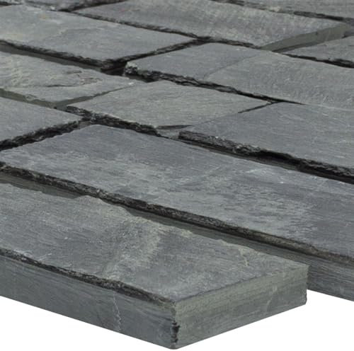 Schiefer Naturstein Mosaik Fliesen Timberbrook Anthrazit Wohnzimmer Küchen Bad