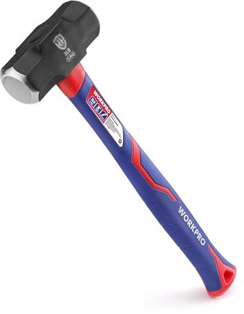 WORKPRO Martello Ottagonale 1,4KG con Manico in Fibra di Vetro, Testa in Acciaio Forgiato Trattato Termicamente, per Edilizia, Lavori su Roccia e Legno, Scalpellatura, Uso Domestico