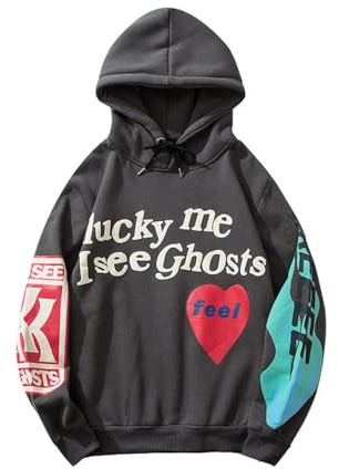 Personalisiert Hoodie Herren Druck Muster Oversized Hoodie Herren Leichte Jugend Trend Streetwear Hoodie College-Stil Coole Hoodies Mode Herren A-Dark Grey XXL