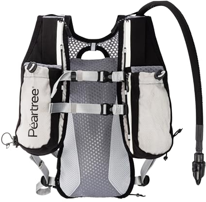 PEARTREE Running Vest for Men and Women – One Size – Premium Quality Nylon – Hydration System – Hiking Stick Holder – Pockets for Phone, Cards, Keys – Marathon, Hiking, Jogging, Cycling, Reflective