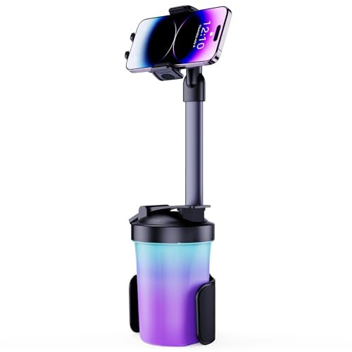 BQDlYOO 2-in-1 Handyhalter Automobil für Becherhalter Hochwertige Aluminiumlegierung, 360° Drehbar Auto Handyhalterung Getränkehalter, Passend für 4-7 Zoll Smartphones und 2,5-4 Zoll Drink Bottles