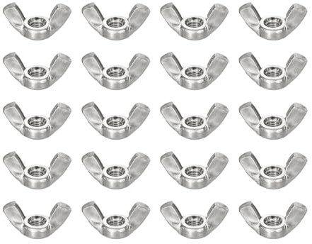 sourcing map 1/4-20 Wing Nut 100 Pcs, Carbon Steel Butterfly Wing Nuts Fasteners Parts Hand Twist Tighten Wing Nuts for Machinery Electronic Equipment DIY, White