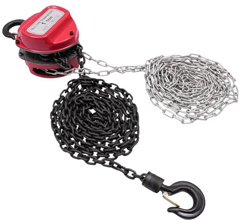 1000kg Kettenflaschenzug 4M Seilzug Kran Kettenzug Rot Flaschenzug mit Seilbremse Ratschenzug Geeignet für Fabriken Betriebe Lagerhäuser Transport Baustellen usw