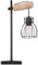 Retro Tischlampe Holz Tischleuchte Metall schwarz, Gitter Design Lampenschirm, 1x E27, LxH 33 x 55 cm