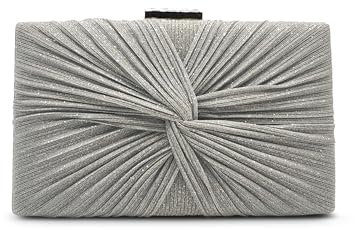 Michelle Moon - Pochette Elegante Argento per Matrimoni e Feste | Clutch con Tracolla | Borsetta Donna per Cerimonia | Piccola Borsa da Sera
