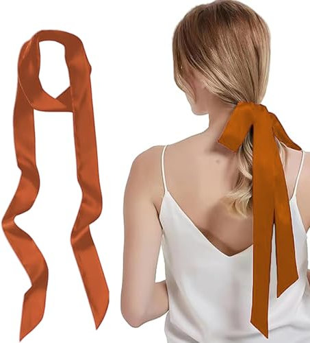 Moguri 1 Stück Orange 5cm x 195cm Satin Bindegürtel Damen, Stoffgürtel für Damen, Taillengürtel, Schärpe, Schmaler Gürtel, Samtband, Kettengürtel, Korsettgürtel, Silbergürtel