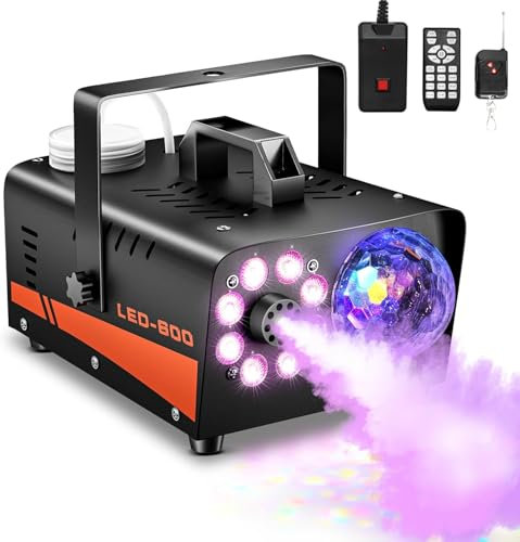 Nebelmaschine, 900W Rauchmaschine mit Discokugel-Lichtern, Fernbedienung,3000CFM,13 farbigen LED Lichtern und RGB Effekt, für Halloween,Weihnachten, Hochzeitsfeiern & Bühnenauftritte (A)