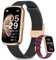 Sanorum Smartwatch Damen, 1.47 Fitnessuhr Pulsuhr SpO2 Schlafmonitor, 24 Sportmodi Aktivitätstracker, Nachricht Whatsapp, Menstruationszyklus Schrittzähler Sportuhr Wasserdicht IP68 Schwarz Gold