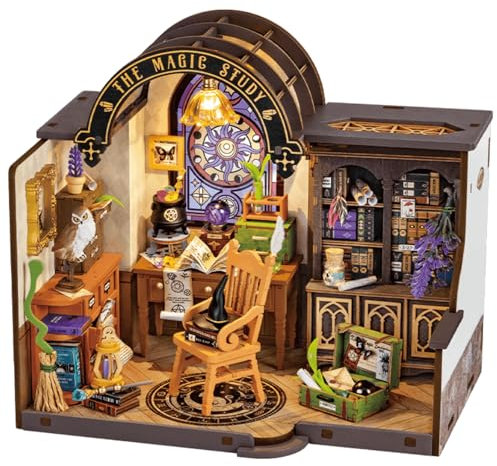 Wowood Kit de casa de muñecas en miniatura: estudio mágico, juego de construcción de modelos de casa pequeña con muebles, manualidades y regalos de Halloween/Navidad para familiares y amigos (267