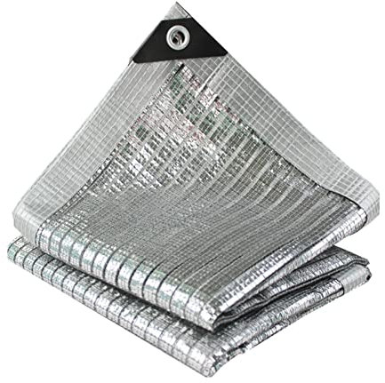 Telo parasole 75% riflettente con occhielli, protezione solare per esterni, per serra, patio, prato, argento, 6 x 10 m