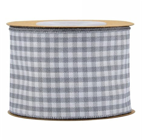 BrightGlow Karoband 5 M Weihnachten Geschenkband Gingham Band Weihnachtsbänder zum Basteln Plaid Ribbon Dekoband Kariertes Band für Geschenk DIY Bastelkuchen Weihnachten Party Deko Grau 38mm