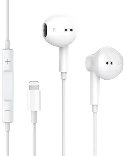 Auricolari in-ear HiFi stereo con microfono e controllo del volume, auricolari cablati compatibili con iPhone 11/11 Pro/13/13 Pro/X/XS/14 Plus/14/XR/12/12 Pro/SE/8/8 Plus/7/7 Plus