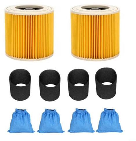 LVYXON Lot de 6 sacs filtrants pour aspirateur Karcher MV1 MV2 WD1 WD2 WD3 Series, filtre HEPA et sac de rechange en textile, filtration efficace, installation facile