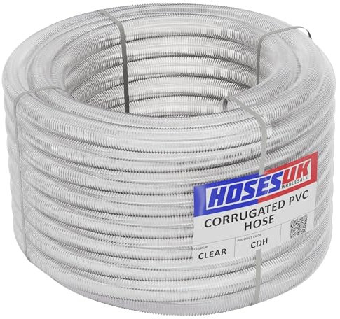 40mm 10 Metre Clear Corrugated PVC Tube Flexible Plastic Pond Hose Garden Home Tubing Pipe for Protecting Electrical Cables