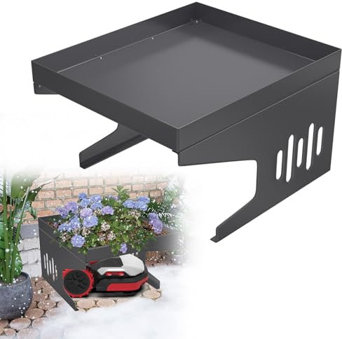 LARS360 Garage pour robot tondeuse en métal – Protection stable pour robot tondeuse à gazon, résistant aux intempéries, 70 x 60 x 42,5 cm, compatible avec la plupart des modèles, avec 4 piquets