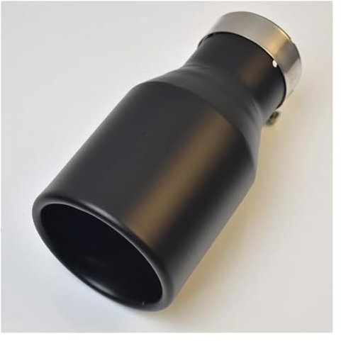 Auspuffblenden 1PC Universal Auto Zubehör Edelstahl Lockige Flansch Schalldämpfer Matt Schwarz Spitze Ende Rohr Endrohrblenden(ID 63 OD 76mm)