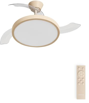 CREATE / WIND CLEAR STUDIO M/Ventilador de techo con luz arena con mando / 40W, Temporizador, Ø 108 cm, 6 velocidades, aspas retráctiles, 3 temperaturas de luz, función verano-invierno