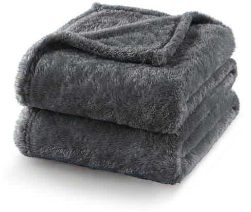 Exclusivo Mezcla Kuscheldecke Flauschig, Plüsche Fleecedecke, Dicke Decke | Superweiche Sofadecke, Kuschelige Tagedecke als Überwurfdecke, für Ganzjahreszeit, Waschmaschine, 230 x 270 CM, Dunkelgrau