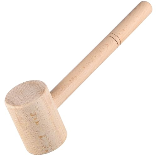 HOMSFOU Holzhammer für Leder Selbstgemacht und Schnitzen – 27cm Buchenholz Mallet mit Beigem Griff Handgefertigtes Carving Tool