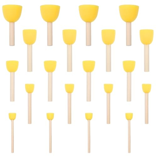 20 PCS Sponge Paint Brush Set, Yellow Round Paint Sponge for Kids, Graffiti Painting Tools for Kids Arts and DIY Painting Crafts, 5 Sizes