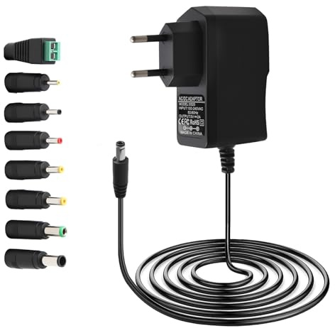 Alimentation 5 V 2 A transformateur CA/CC avec 8 connecteurs CC pour tels Que tablettes téléphones hubs USB caméras de vidéosurveillance